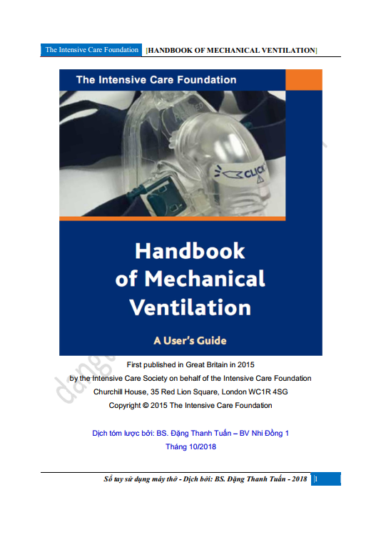 [Sách dịch] Sổ tay sử dụng máy thở-BS Đặng Thanh Tuấn